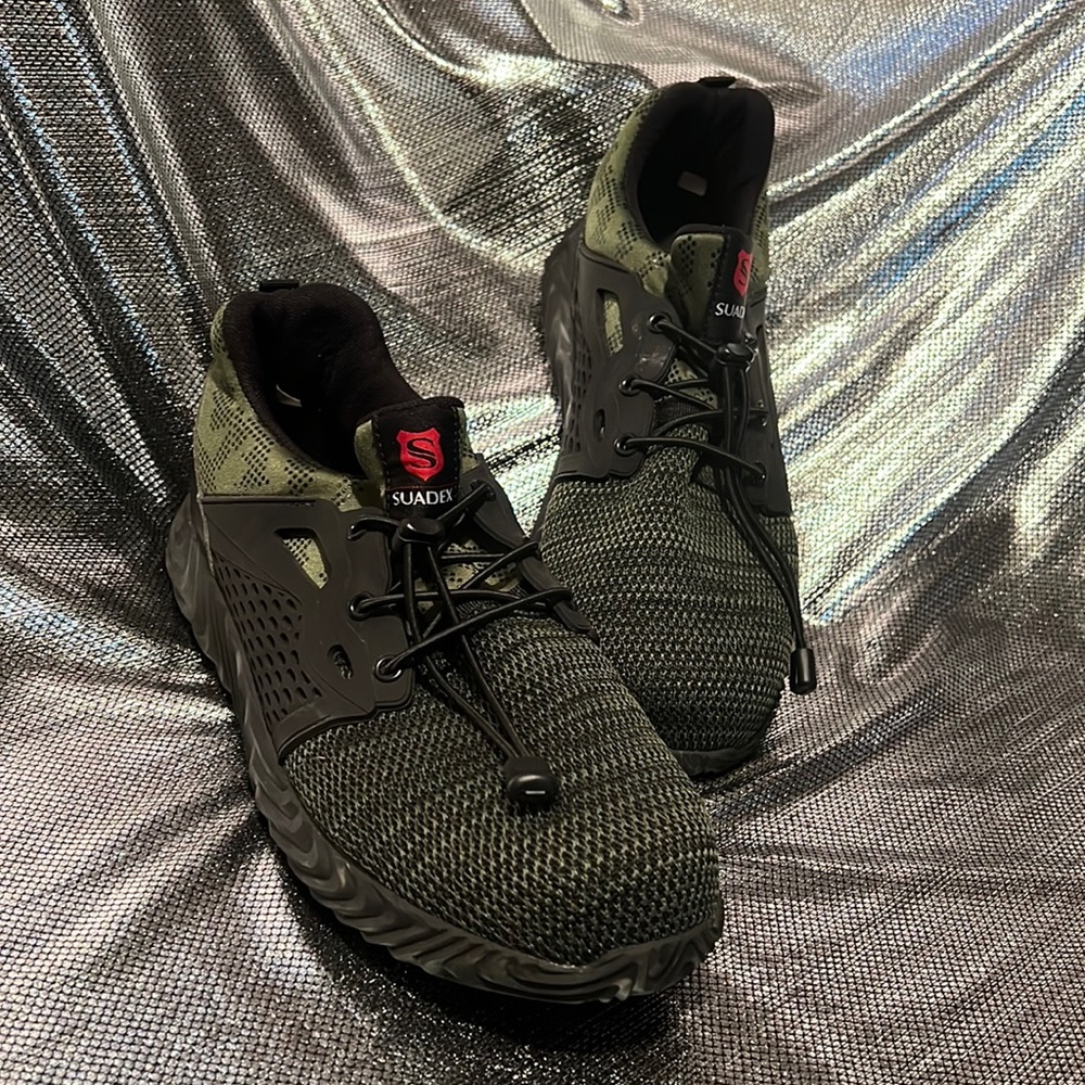 New Mens Suadex Hunter Green Lightweight Safety Shoes 10 Steel Toe and Kevlar💪